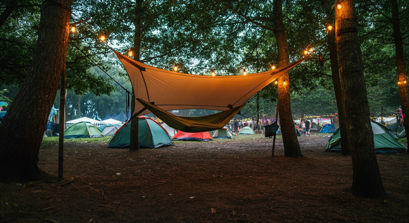 Nube shelter elevated at festival campground