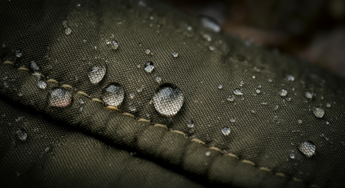 Ripstop fabric texture and waterproof coating detail
